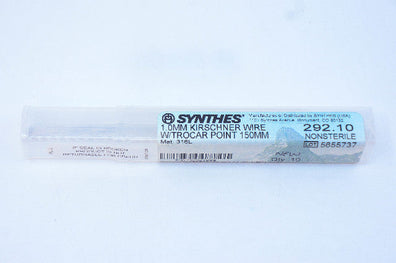 Synthes 292.10 1.0mm Kirschner Wire W/Trocar Point 150mm ~ Pack of 10